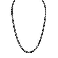 Bulova Link Antique Finish Black-Tone Stainless Steel Necklace | 6mm | 22 Inches