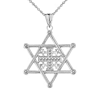 STAR OF DAVID JERUSALEM CROSS PENDANT NECKLACE IN STERLING SILVER - Pendant/Necklace Option: Pendant Only