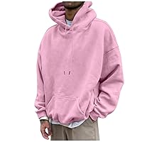Hoodies For Men Oversize Sweatshirt Vintage Litter Printed Heated Solid Color Loose Drop Shoulder Sports Pullover