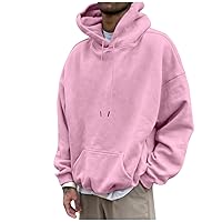 Mens Hoodie Crewneck Sweatshirts Vintage Litter Printed Heated Solid Color Loose Drop Shoulder Sports Pullover