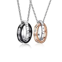 KunBead Jewelry Matching Couple Jewelry Necklace Eternal Love Ring Necklace for Him and Her Valentines Day sets for 2