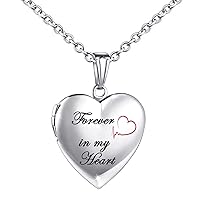 YOUFENG Love Heart Locket Necklace that Holds Pictures Polished Lockets Necklaces Birthday Gifts