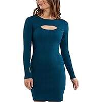 Womens Teal Ribbed Cut Out Pullover Lined Party Dress Juniors M