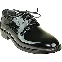 VANGELO Toddler Boy Tuxedo Shoes TAB Dress Shoe Oxford Style Wrinke Free Black Patent 10M US Toddler