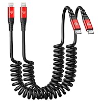 USB C to Lightning Cable, 2Pack 3FT Coiled iPhone Fast Charger for Car Type C to Lightning Cable [Apple MFi Certified] iPhone Cord Compatible with iPhone 14 13 12 11 Pro Max Xr Xs 8 7 Plus Carlay-Red