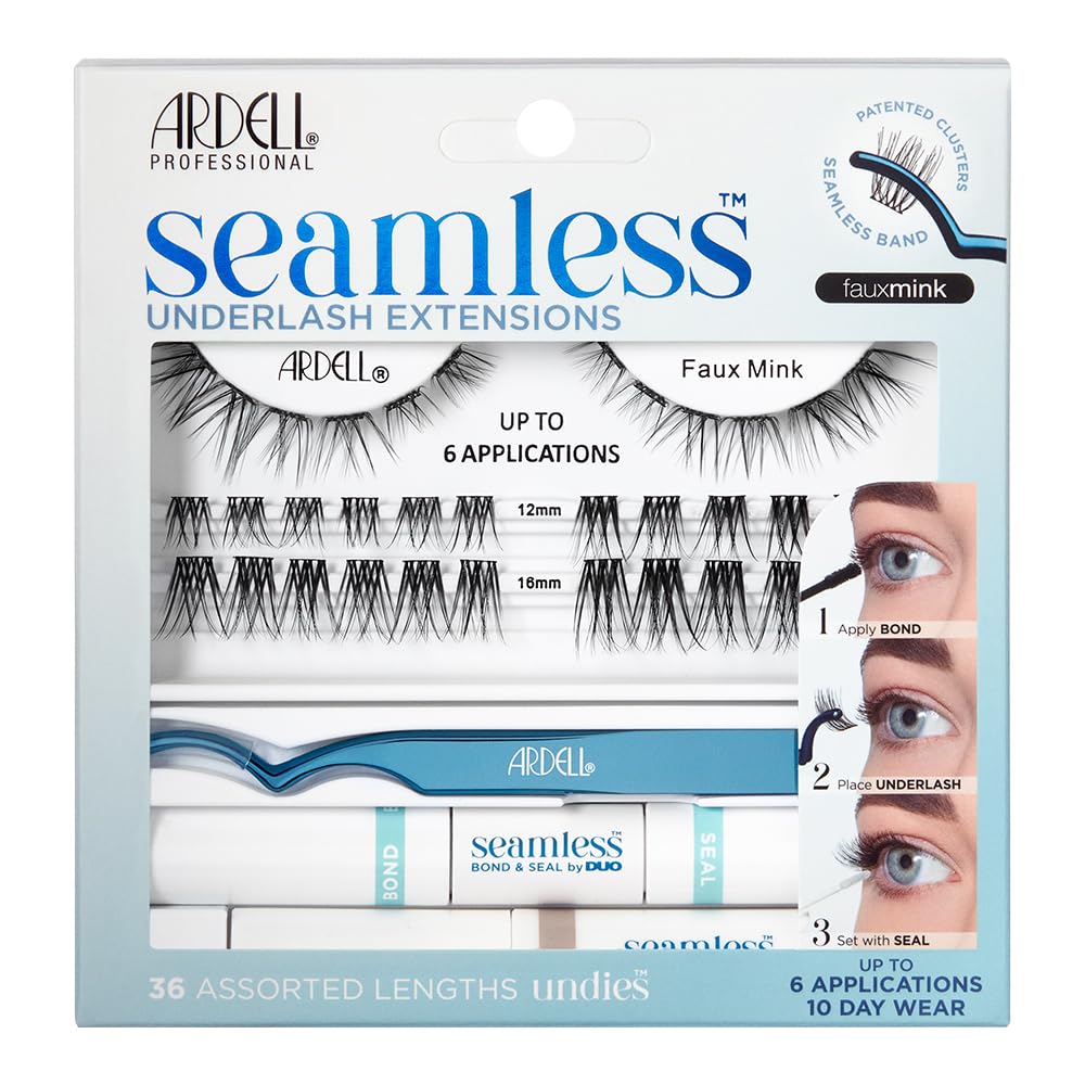 Ardell Seamless Underlash Extensions Faux Mink, All-in-one Kit, 36 Assorted Lengths, 1-pack