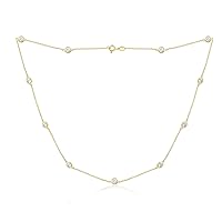 Amazon Collection Platinum or Gold Plated Sterling Silver Station Necklace made with Infinite Elements Zirconia