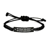 Psychologist Rope Bracelet Gifts for Mother's Day - Engraved Rope Bracelet with My Heart Belongs To A Psychologist Quote - Inspirational Gifts from Psychologist to Psychologist
