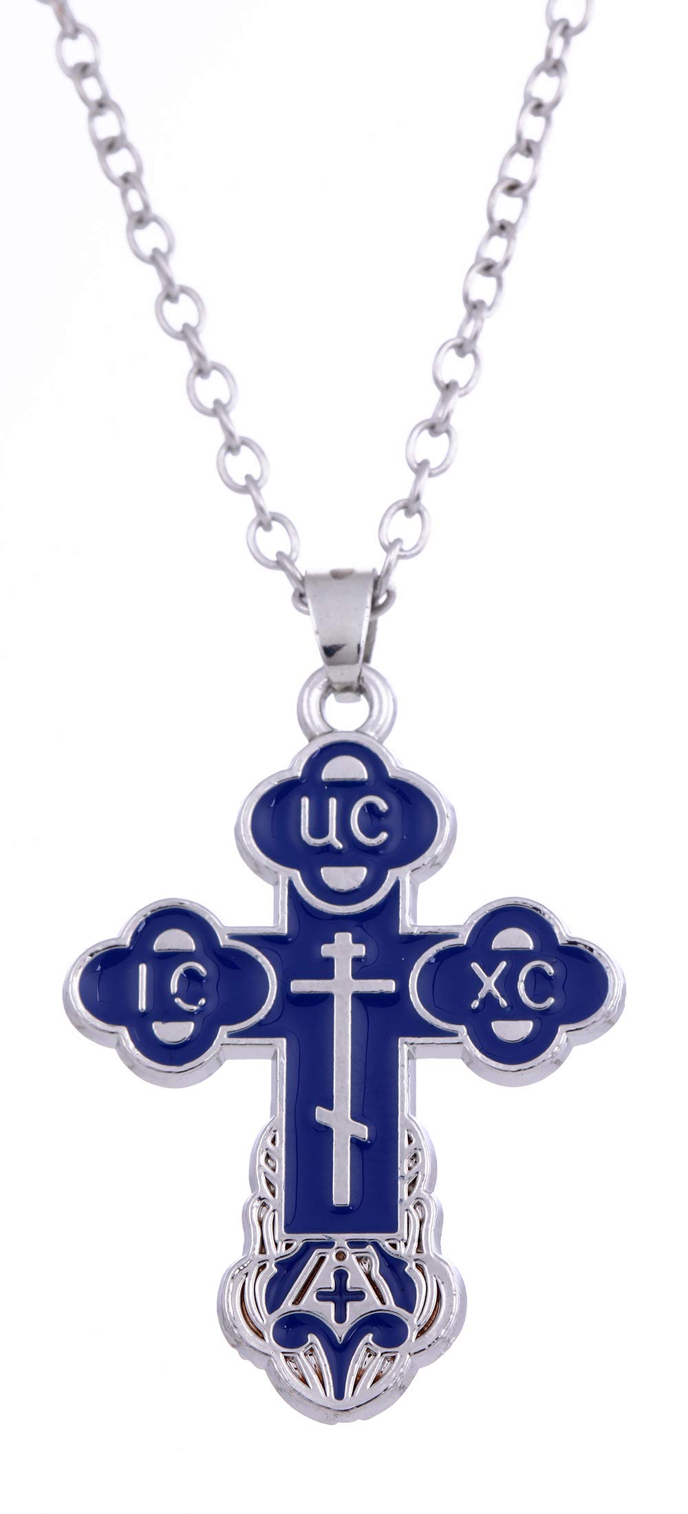 TEAMER Cross Necklace Russian Orthodox Crucifix Eastern Church Necklace Religious Christian Prayer Jewelry for Men Women