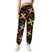I Love Jamaica Heart Women's Casual Yoga Lounge Pants with Pockets High Waisted Workout Jogging Pant