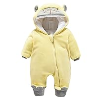 Baby Boy Clothes 12 Months Cute Cartoon Bear Ear Fleece Coat Footed Hooded Zipper Romper Warm Romper Outfit