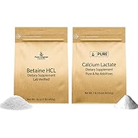 Pure Original Ingredients Calcium Lactate and Betaine HCL Bundle, 1 lb Each, No Additives or Fillers, Dieatry Supplement