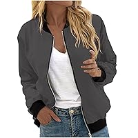Jackets for Women Zip up Outerwear Long Sleeve Casual Bomber Jacket Casual Fall Coat
