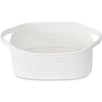 ABenkle Small White Basket, Soft Woven Storage Bins Baskets for Baby Cat and Dog Toys Organizer, Decorative Shelves Closet Organizing Easter Baskets Chest Box, Empty Gift Basket