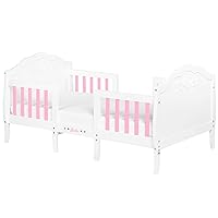 Evolur Barbie Rose 3-in-1 Toddler Bed, Pink and White