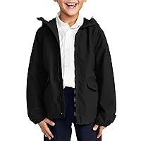 Haloumoning Boys Lightweight Utility Jacket Hooded Zip Water-Resistant Windbreaker Outerwear Coats (5-14Y)