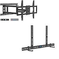 Mounting Dream MD2285-LA Long Arm TV Mount for 37-75 Inch TVs with Max VESA 600x400mm and 100 LBS Loading and MD5425 Sound Bar Mount for Soundbar with Holes/Without Holes Up to 20 LBS