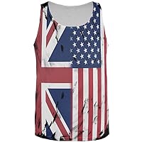 Old Glory 4th of July British UK American USA Flag All Over Mens Tank Top