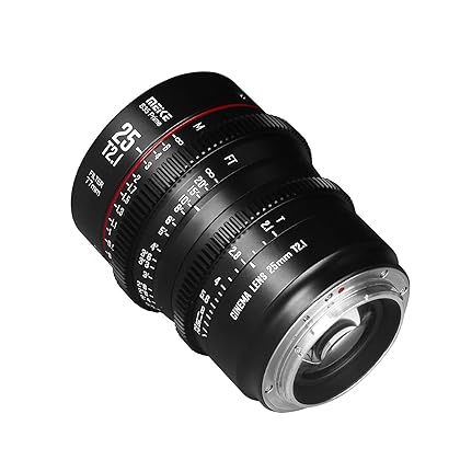 Meike 25mm T2.1 S35 Manual Focus Wide Angle Prime Cinema Lens for Canon EF Mount and Cine Camcorder EOS C100 Mark II, EOS C200, EOS 300 Mark II, EOS C300 Mark III, Zcam E2-S6 6K