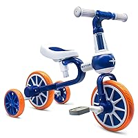 3 in 1 Kids Tricycles Gift for 2-4 Years Old Boys Girls with Detachable Pedal and Training Wheels, Baby Balance Bike Trikes Riding Toys for Toddler