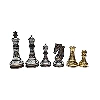 4. 1/2 inch King, Attractive Chess Set Pieces for Chess Borad & Chess Games Brass Chess Set Pieces Unique Designer Hand Carved Borad Pieces Ideal Gift Item for Chess Lover by MIZHANDICRAFTS