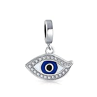Personalize Crystal Amulet Protection Talisman Hamsa Hand Blue Evil Eye Spiritual Good Luck Yin Yang Inspirational Dangle Charm Bead For Women Teen Enamel .925 Sterling Silver Fits European Bracelet