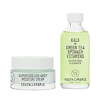 Youth To The People Daily Cleanse, Hydrate, Plump Skin Travel Size Duo - Skincare Bundle Set - Superfood Kale + Green Tea Facial Cleanser (2oz) - Superfood Air Whip Hydrating Moisturizer (0.5oz)