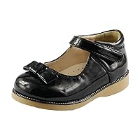 Girl's School Dress Classic Shoes Mary Jane Toddler Size Glossy Black w/Bow (5)