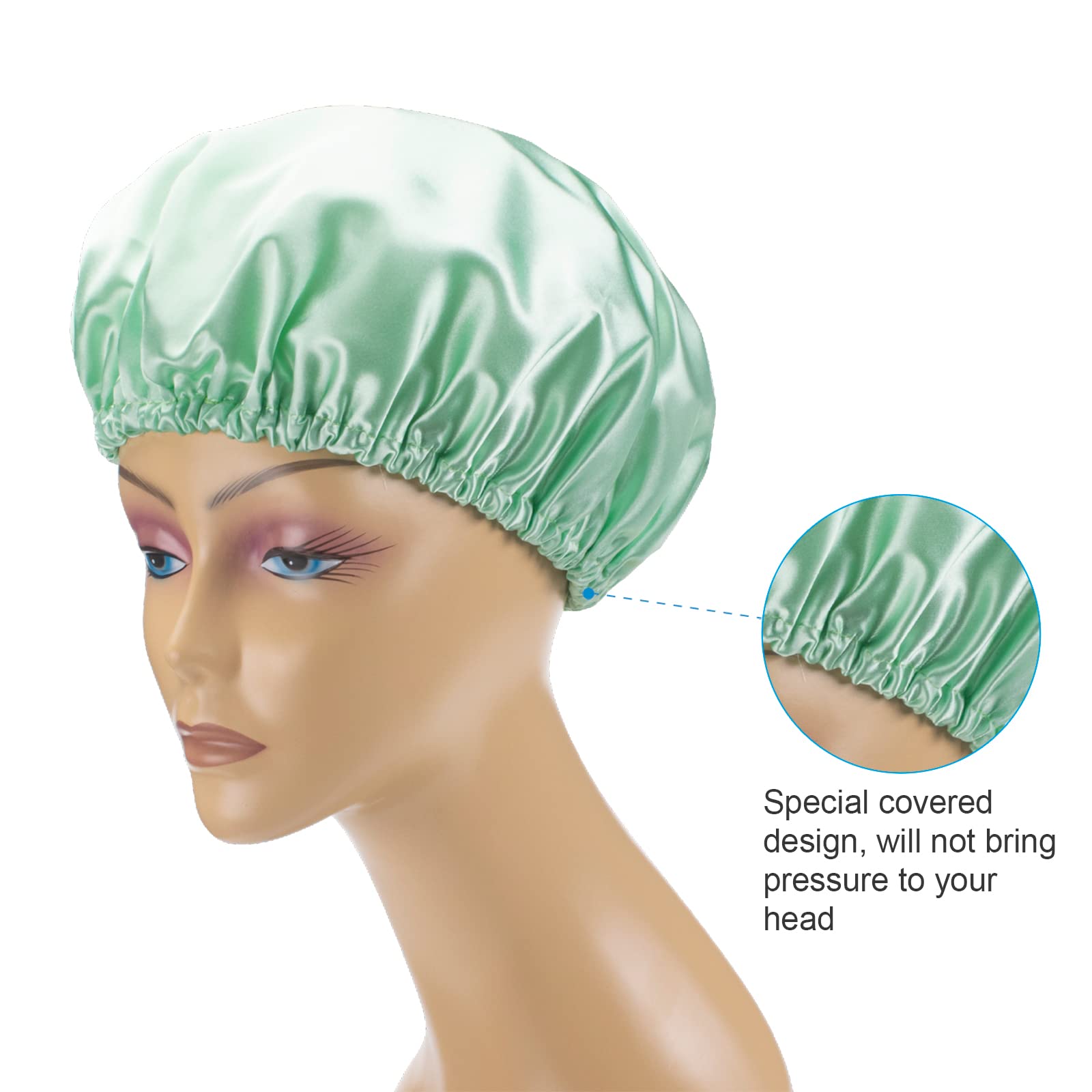 AmazerBath Shower Caps for Women Reusable Waterproof, 4 Pack EVA Hair Cap for Shower Double Protection Layers Elastic, Medium Size