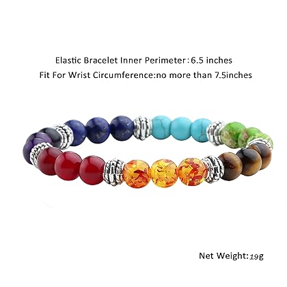 Jovivi 7 Chakras Bracelet Reiki Natural Gemstone Healing Balancing Round Beads Crystal Stone Bracelets for Women
