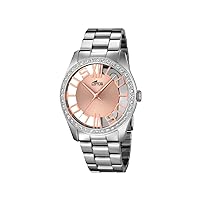 Lotus Women's Quartz Watch with Rose Gold Dial Analogue Display and Silver Stainless Steel Bracelet 18126/1