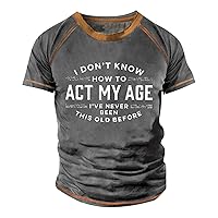 Mens T-Shirts Summer Trendy Retro Letter Graphic Basic Fit Tee Shirts Casual Loose Crewneck Short Sleeve T-Shirts