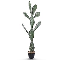 Artificial Cactus Potted Plant 51 Inch Faux Desert Cacti Fake Big Cactus Plant with Black Planter for Home Garden Office Indoor Outdoor Decoration