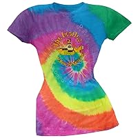 Beatles - Yellow Sub Spiral Juniors Tie Dye T-Shirt - Large