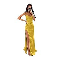Women's Mermaid Prom Dress with Slit Satin Bridesmaid Dresses Long Corset Evening Formal Party Gown DDK01