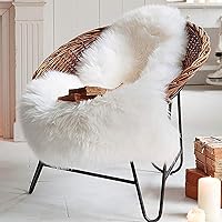 LOCHAS Deluxe Super Soft Fluffy Shaggy Home Decor Faux Sheepskin Rug for Bedroom Floor Sofa Chair, Chair Cover Seat Pad Couch Pad Area Carpet, 2ft x 3ft, Ivory White
