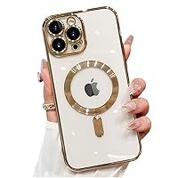 Magnetic Case for iPhone 15 Pro Max Case Clear Compatible with MagSafe Built-in Camera Lens Protector Soft Slim Shockproof Phone Case Cover for iPhone 15 Pro Max 6.7