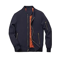 HOOD CREW Men’s Bomber Jacket Lightweight Casual Stylish Spring Fall Windbreaker Zip Up Outwear Coat with Pockets