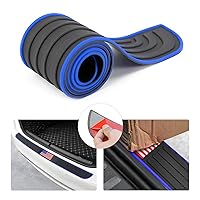 8sanlione Car Rear Bumper Protector Guard, Anti-Scratch Abrasion Rubber Trunk Door Entry Sill Guard, Non-Slip Vehicle Trim Cover Protection Strip, Car Accessories (Blue Edge/Red Flag/40.9
