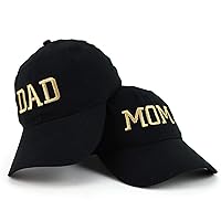 Capital Gold Thread Mom and Dad Soft Cotton 2 Pc Cap Set