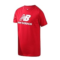 New Balance Boys' T-Shirt - Cotton Core Stacked Logo Shirt for Boys - Kids Youth Athletic Crewneck Short Sleeve Tee (8-20)