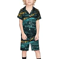 Mathematical Formula Series Boy's Beach Suit Set Hawaiian Shirts and Shorts Short Sleeve 2 Piece Funny