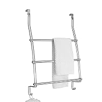 iDesign Classico Steel Over-The-Door Towel Rack with Storage Hooks - 16.75