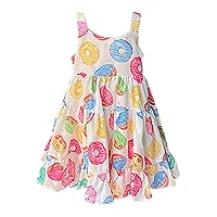 Easter for Toddler Girls Donut Cartoon Flower Dress Sundress with Dress