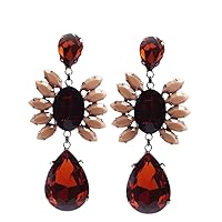 Trendy multicolor flower crystal acrylic water drop design stud earrings for women fashion jewelry earring collares