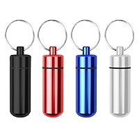 4 Pcs Keychain Medication Pill Boxes,7 Day Vitamin Pill Organizer, Weekly Waterproof Portable Mini Travel Pill Case, Daily Medicine Bottle for Vitamin, Fish Oils, Supplement (Aluminum）