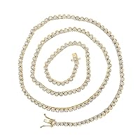 The Diamond Deal 14kt Yellow Gold Mens Round Diamond 20-inch Tennis Chain Necklace 5 Cttw