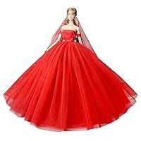 Bridal Doll Clothes Wedding Dress for 11.5inch Girl Doll Outfits Party Princess Gown 1/6 Dolls Accessories (Style F)