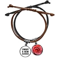I Want A New Handbag Art Deco Gift Fashion Bracelet Rope Hand Chain Leather Rose Wristband