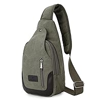 Crossbody Sling Backpack Multipurpose Canvas Casual Daypack Rucksack for Travel Hiking Cycling Chest Shoulder Bag One Strap army green
